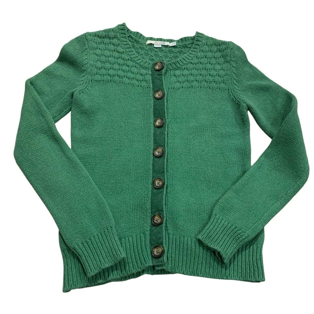 Boden Green Knit Button-Front Cardigan